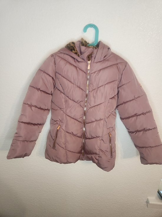 Kensie Other - Girls Mauve Puffer Jacket with Faux Fur Trim